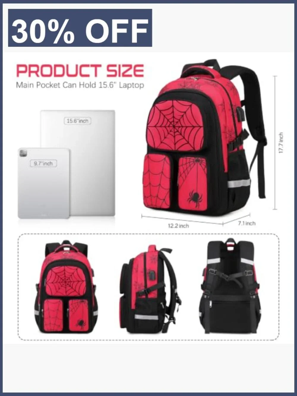 3-in-1 Kids Backpack Set with Lunch Bag & Pencil Pouch, Waterproof, USB Port